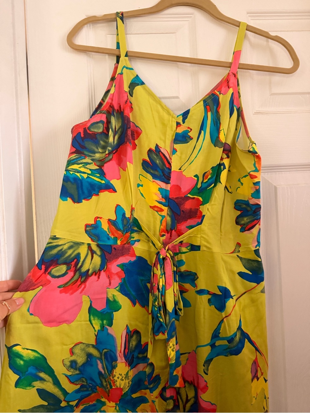 MSK Lime Green Floral One-Piece with Pink and Blue Accents